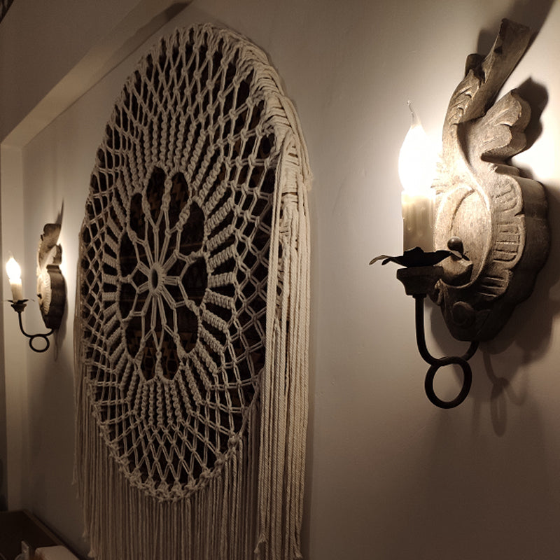 Skørter | 1-Cup Wall Lamp Ideas Retro Candle Holder Wooden Wall Light Lighting in Gray for Hall