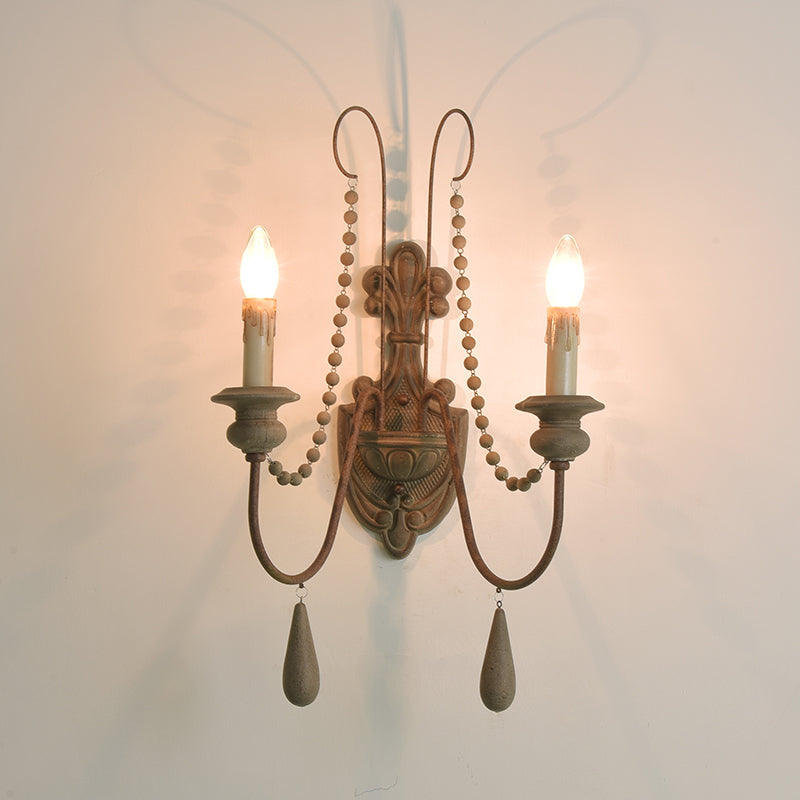 Skørter | Wooden Rust Wall Lamp Wall Bracket Curved Arm Traditional Wall Lighting Ideas with Engraved Backplate