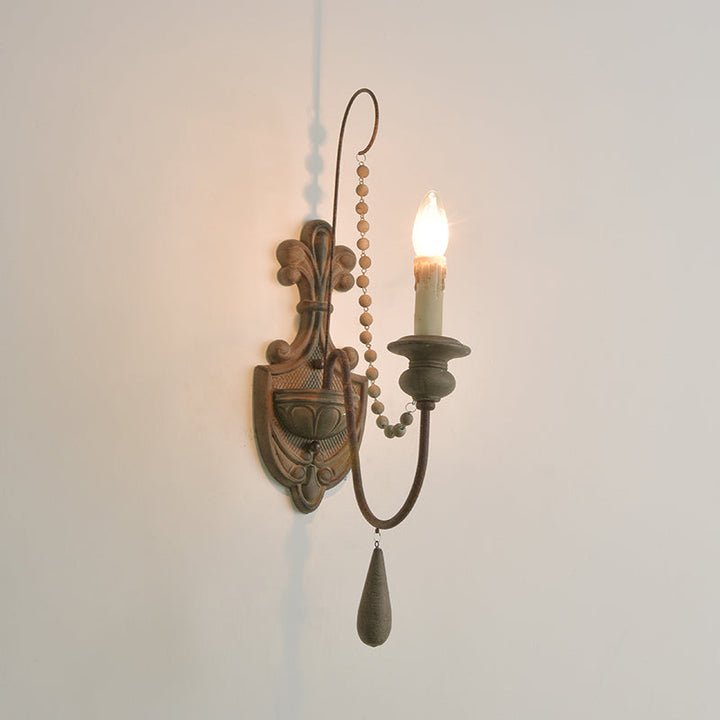 Skørter | Wooden Rust Wall Lamp Wall Bracket Curved Arm Traditional Wall Lighting Ideas with Engraved Backplate