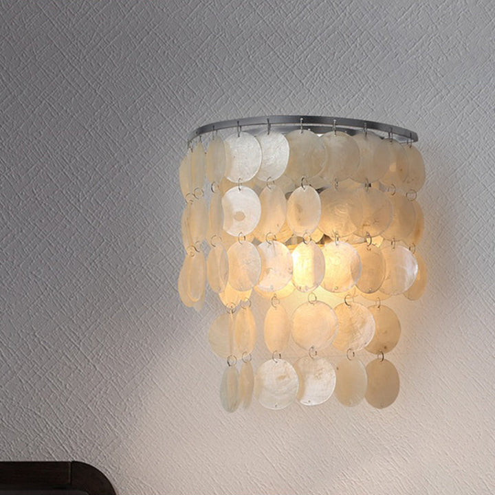 Skørter | 1-Light Wall Lamp Sconces Rustic Hallway Lamp with Layered Circle Shell Shade