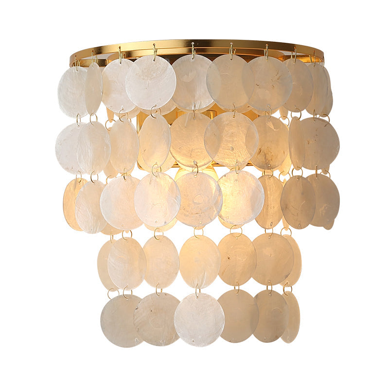 Skørter | 1-Light Wall Lamp Sconces Rustic Hallway Lamp with Layered Circle Shell Shade