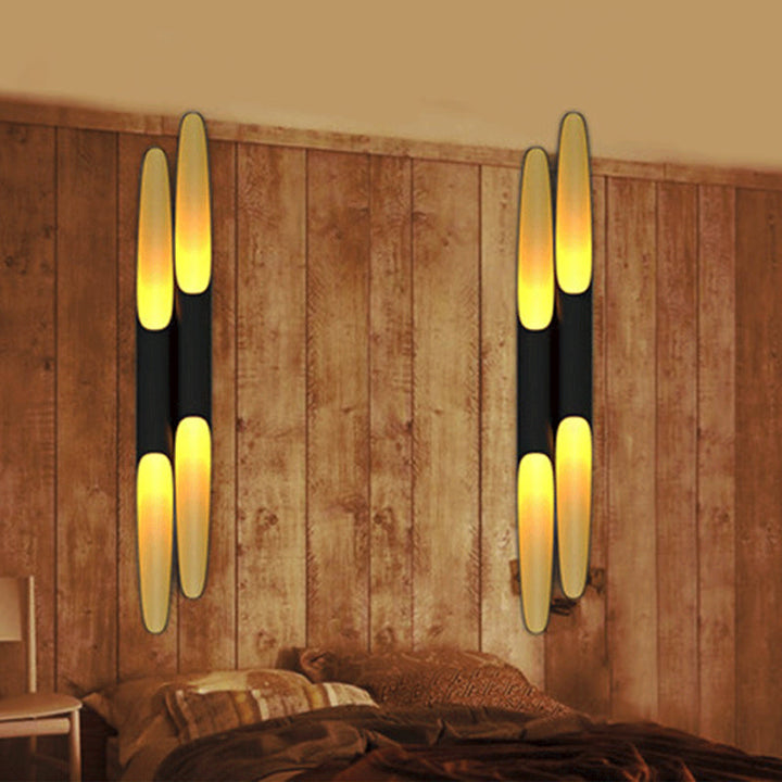 Lisslune | Aluminum Cut Tubular Wall Lamp Modern Black Wall Mounted Light Fixture for Night Side