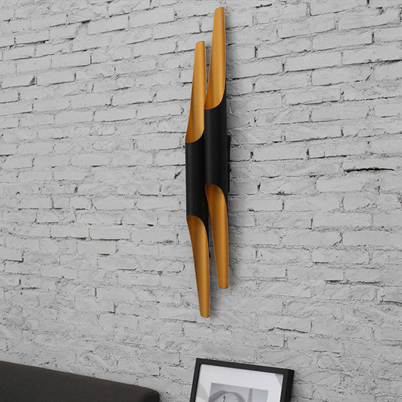 Lisslune | Aluminum Cut Tubular Wall Lamp Modern Black Wall Mounted Light Fixture for Night Side