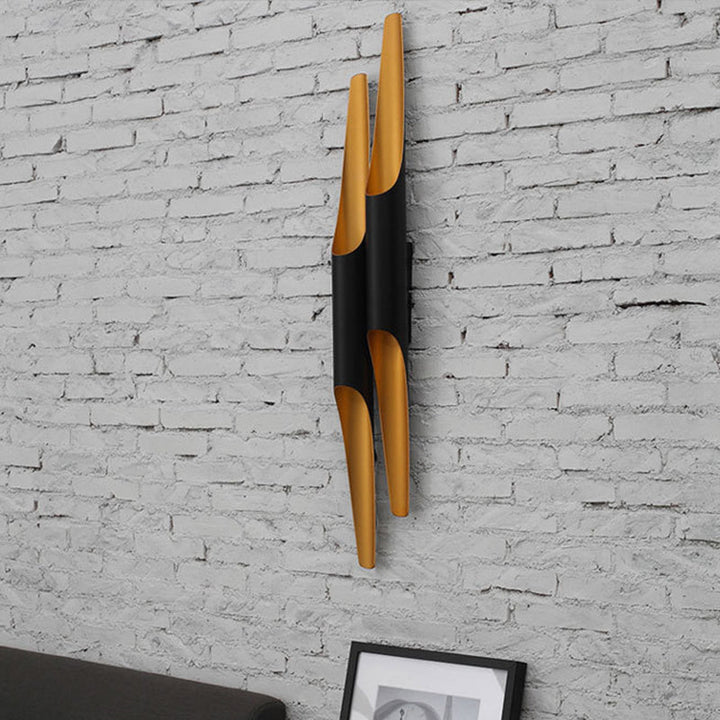 Lisslune | Aluminum Cut Tubular Wall Lamp Modern Black Wall Mounted Light Fixture for Night Side
