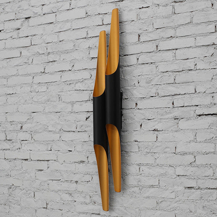 Lisslune | Aluminum Cut Tubular Wall Lamp Modern Black Wall Mounted Light Fixture for Night Side