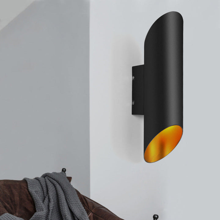 Lisslune | Minimal Oblique Tube Wall Lamp Aluminum 2 Lights Corridor Wall Light in Black
