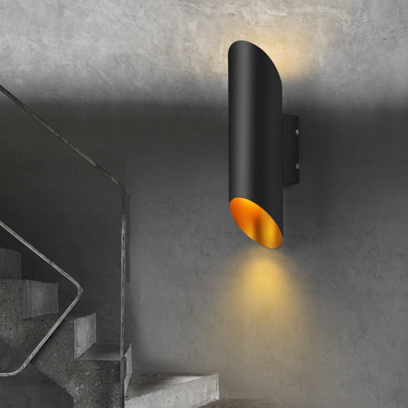 Lisslune | Minimal Oblique Tube Wall Lamp Aluminum 2 Lights Corridor Wall Light in Black