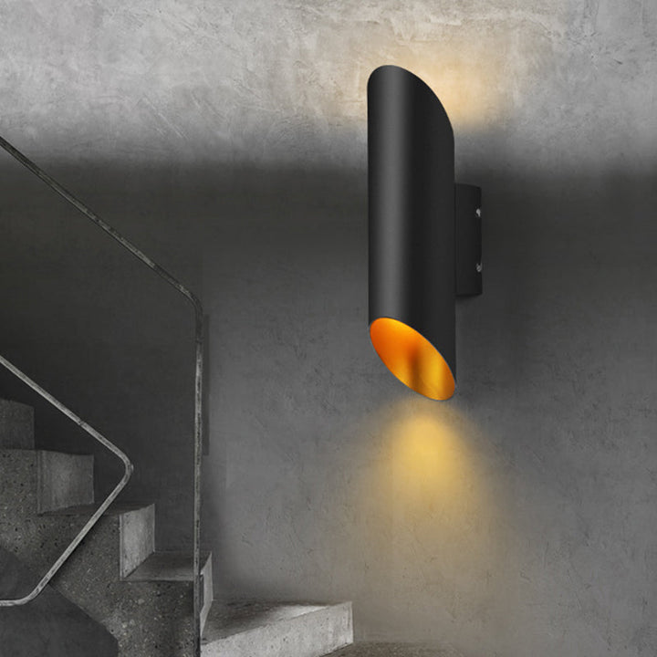 Lisslune | Minimal Oblique Tube Wall Lamp Aluminum 2 Lights Corridor Wall Light in Black
