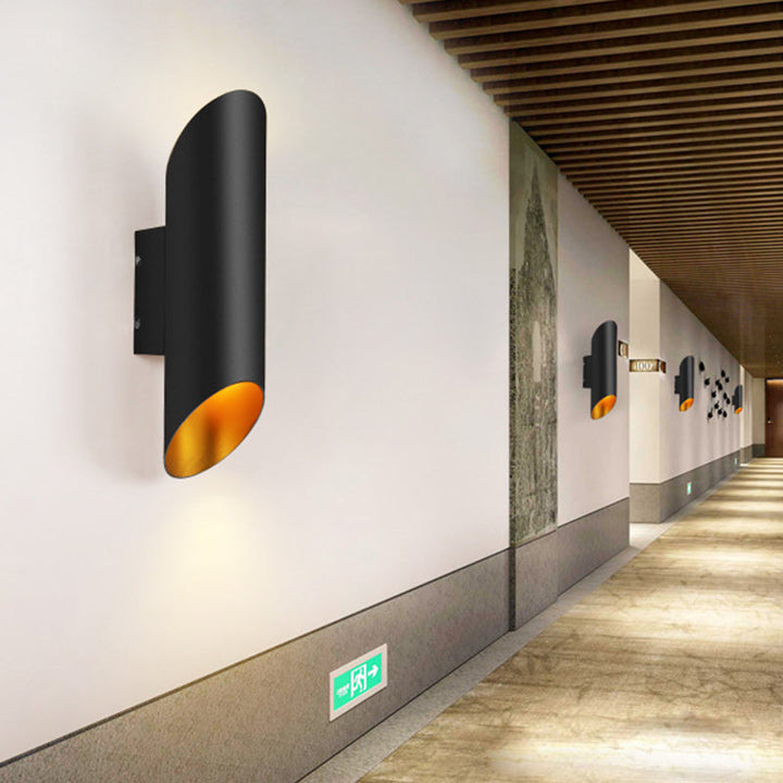 Lisslune | Minimal Oblique Tube Wall Lamp Aluminum 2 Lights Corridor Wall Light in Black