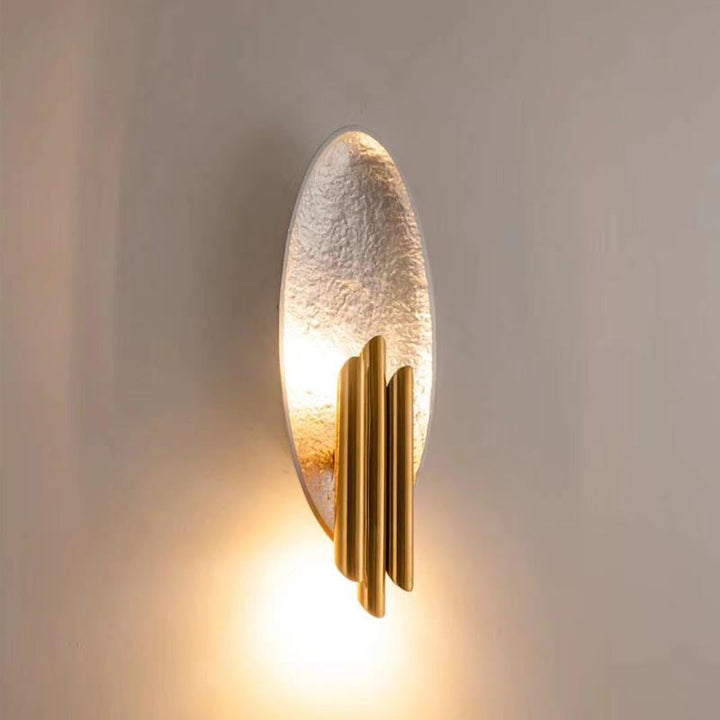 Lisslune | Tube Iron Wall Mount Lighting Modern 2-Light Wall Lamp Wall Light with Oval Foil Backplate