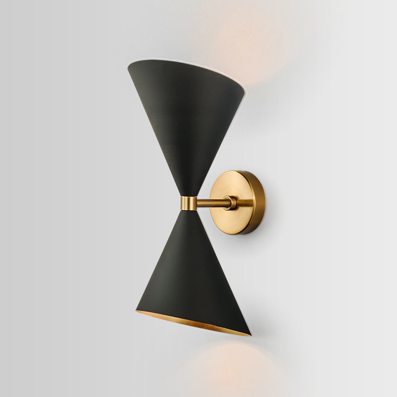 Lisslune | HourGlass Wall Light Modern Metal 2 Bulbs Black Wall Light