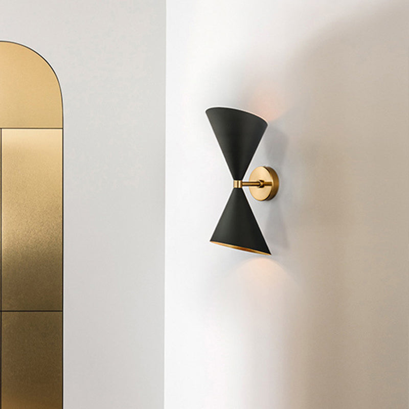 Lisslune | HourGlass Wall Light Modern Metal 2 Bulbs Black Wall Light