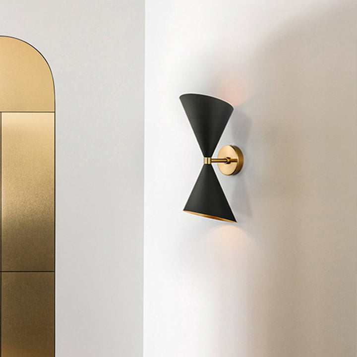 Lisslune | HourGlass Wall Light Modern Metal 2 Bulbs Black Wall Light