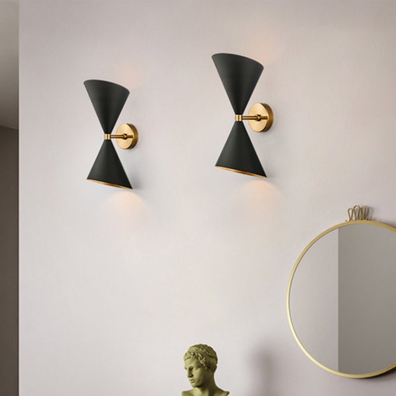 Lisslune | HourGlass Wall Light Modern Metal 2 Bulbs Black Wall Light