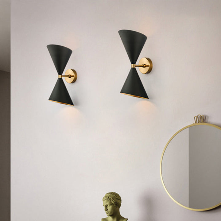 Lisslune | HourGlass Wall Light Modern Metal 2 Bulbs Black Wall Light