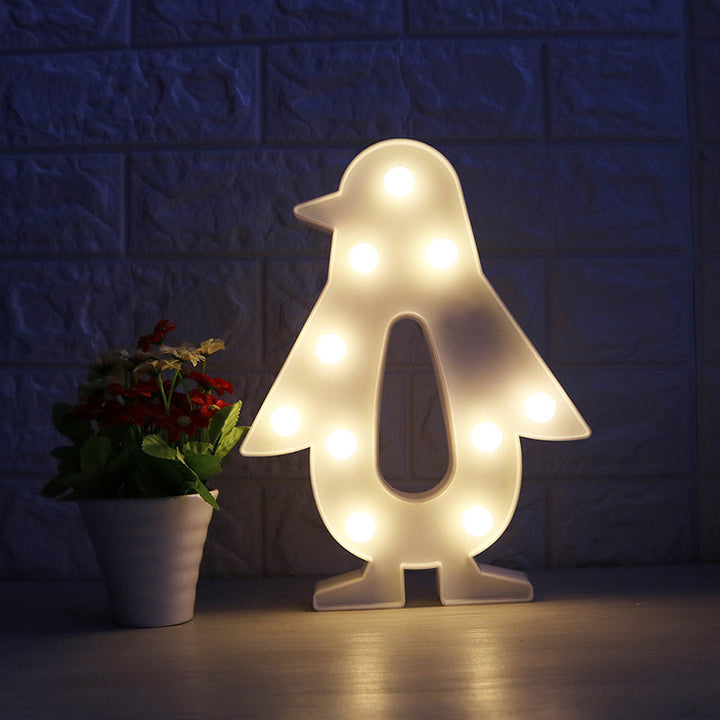 Lisslune | White Christmas Element Night Light Modern Style Battery LED Plastic Nightstand Lamp