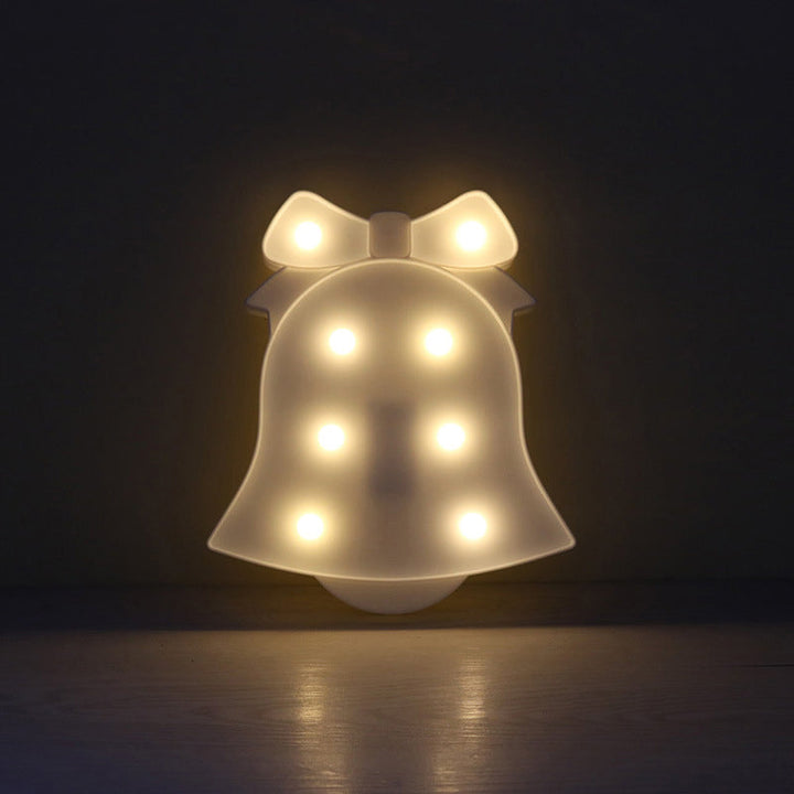 Lisslune | White Christmas Element Night Light Modern Style Battery LED Plastic Nightstand Lamp