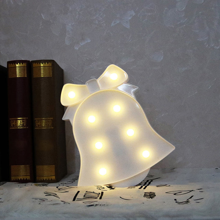 Lisslune | White Christmas Element Night Light Modern Style Battery LED Plastic Nightstand Lamp