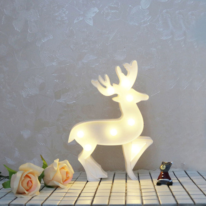 Lisslune | White Christmas Element Night Light Modern Style Battery LED Plastic Nightstand Lamp