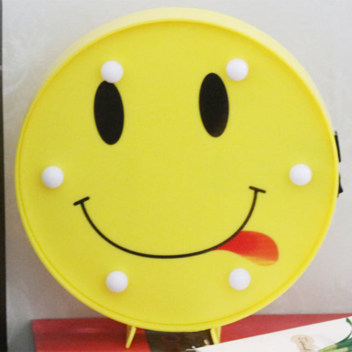 Skørter | Funny Emoji Expression Wall Light Modern Plastic Battery LED Yellow Nightstand Lamp