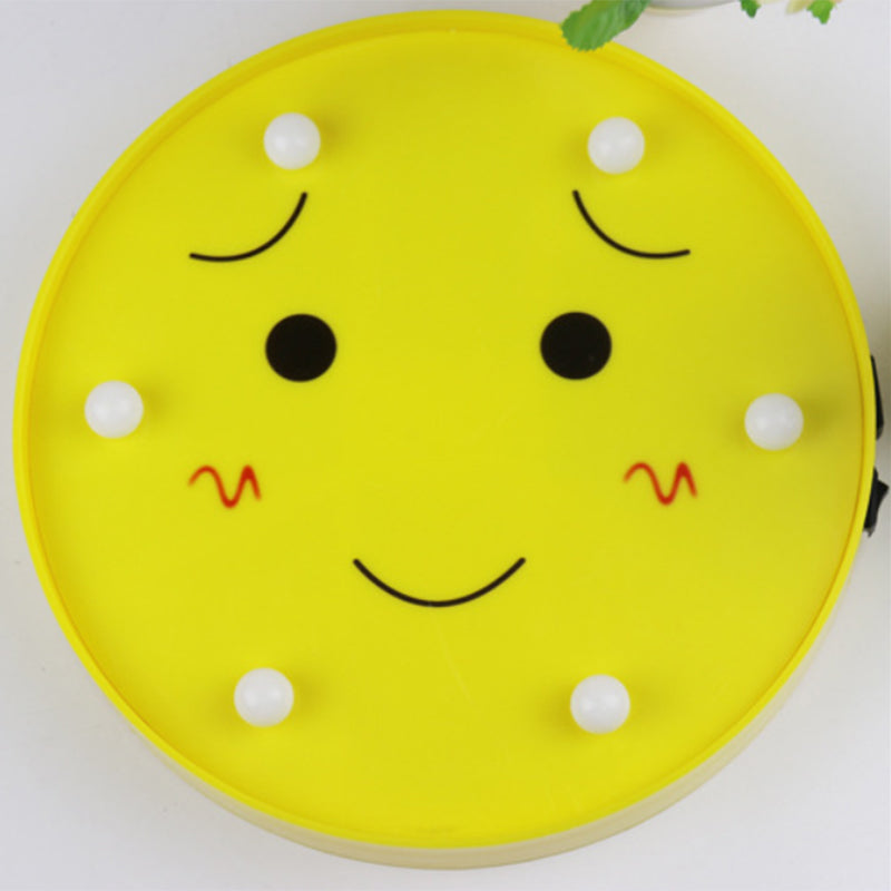 Skørter | Funny Emoji Expression Wall Light Modern Plastic Battery LED Yellow Nightstand Lamp