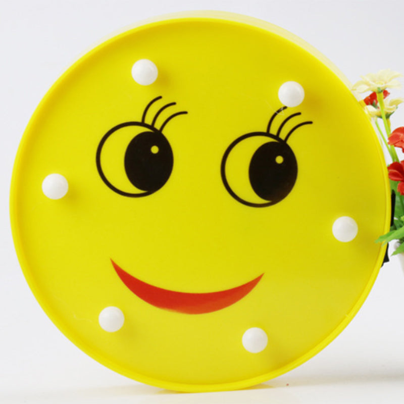Skørter | Funny Emoji Expression Wall Light Modern Plastic Battery LED Yellow Nightstand Lamp