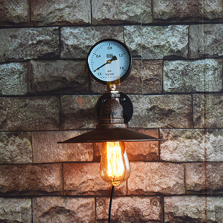 Lisslune | 1 Light Wide Flare Wall Lamp Fixture Industrial Rust Metal Wall Mounted Lamp with Water Meter Decoration