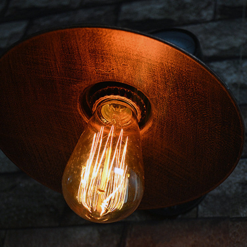Lisslune | 1 Light Wide Flare Wall Lamp Fixture Industrial Rust Metal Wall Mounted Lamp with Water Meter Decoration