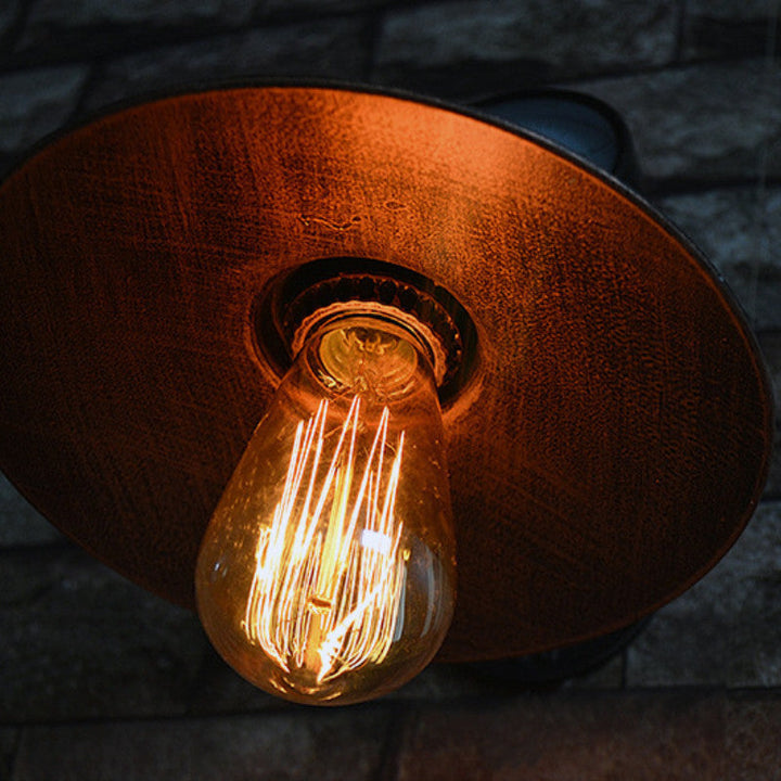 Lisslune | 1 Light Wide Flare Wall Lamp Fixture Industrial Rust Metal Wall Mounted Lamp with Water Meter Decoration