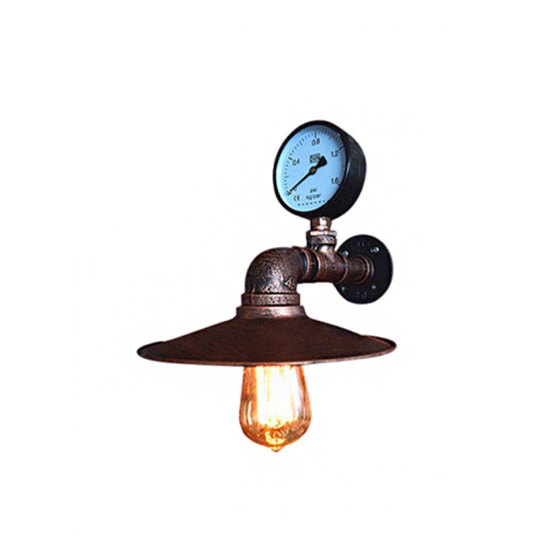 Lisslune | 1 Light Wide Flare Wall Lamp Fixture Industrial Rust Metal Wall Mounted Lamp with Water Meter Decoration