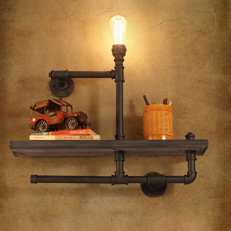 Lisslune | Metallic Geometry Pipe Wall Lighting Ideas Steampunk Dining Room Wall Mounted Light Fixture in Rust