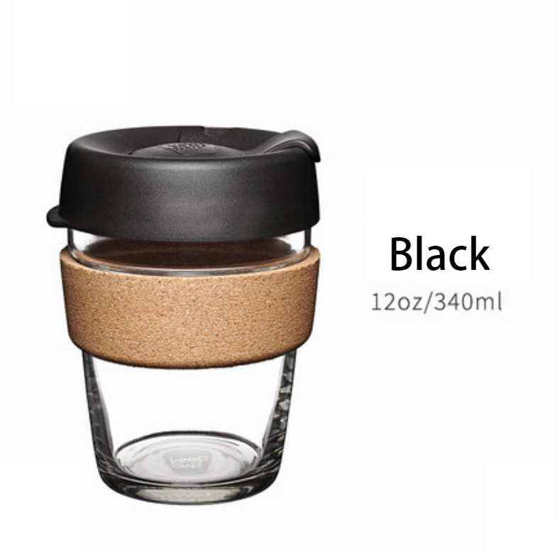 Lisslune | Reusable & Portable Glass Coffee Cup With Lid & Sleeve, For Home, Travel & More