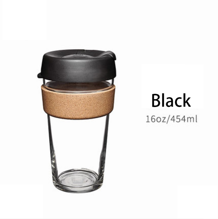 Lisslune | Reusable & Portable Glass Coffee Cup With Lid & Sleeve, For Home, Travel & More