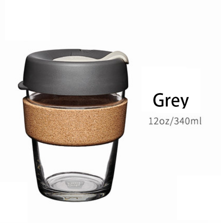 Lisslune | Reusable & Portable Glass Coffee Cup With Lid & Sleeve, For Home, Travel & More