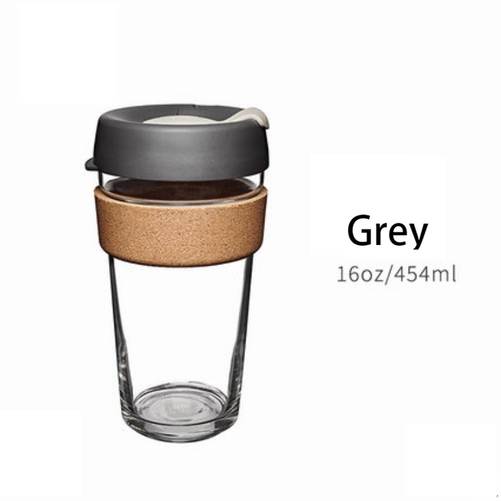 Lisslune | Reusable & Portable Glass Coffee Cup With Lid & Sleeve, For Home, Travel & More
