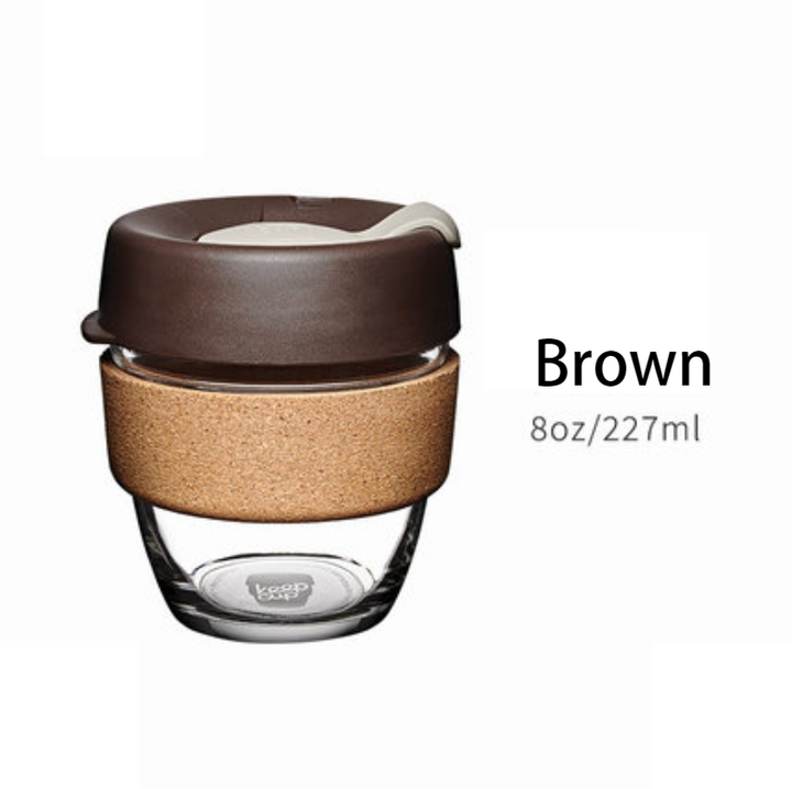 Lisslune | Reusable & Portable Glass Coffee Cup With Lid & Sleeve, For Home, Travel & More