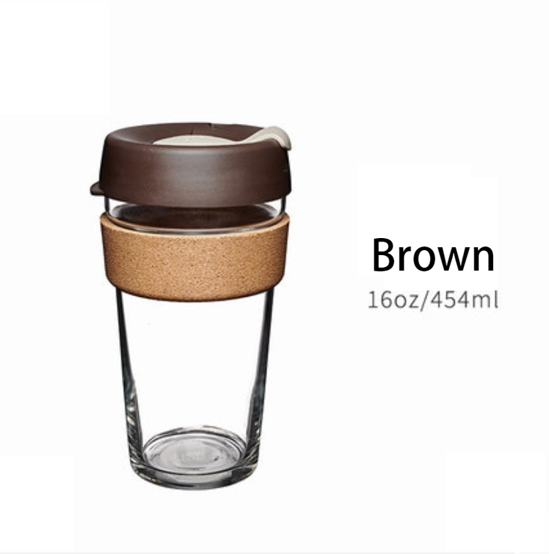 Lisslune | Reusable & Portable Glass Coffee Cup With Lid & Sleeve, For Home, Travel & More