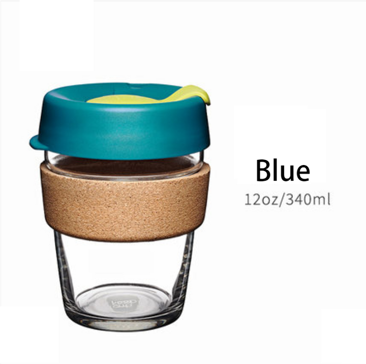 Lisslune | Reusable & Portable Glass Coffee Cup With Lid & Sleeve, For Home, Travel & More