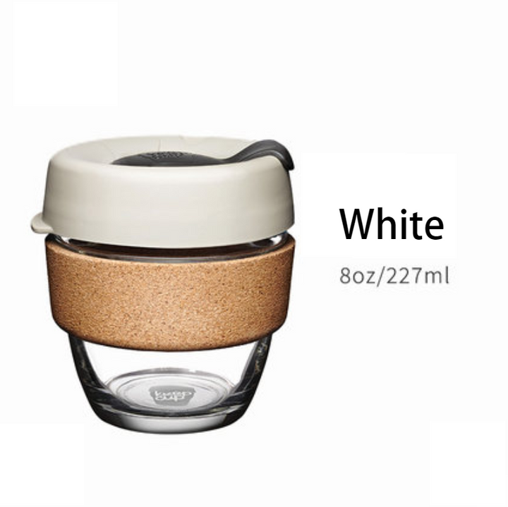 Lisslune | Reusable & Portable Glass Coffee Cup With Lid & Sleeve, For Home, Travel & More