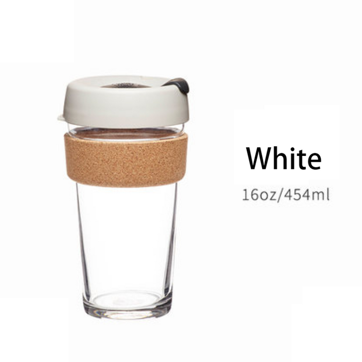 Lisslune | Reusable & Portable Glass Coffee Cup With Lid & Sleeve, For Home, Travel & More