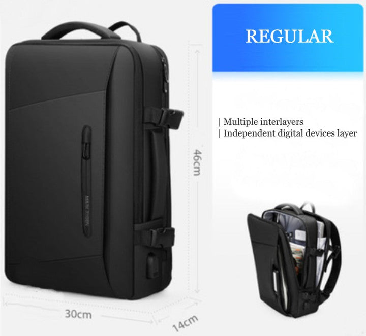 Lisslune | Waterproof Backpack with Multiple Compartments, Independent Digital Layer, Expandable, 180¬∞Open and Built-in Raincoat, for Travel, Camping and More