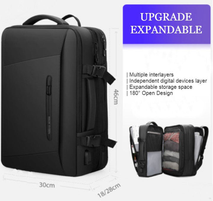 Lisslune | Waterproof Backpack with Multiple Compartments, Independent Digital Layer, Expandable, 180¬∞Open and Built-in Raincoat, for Travel, Camping and More