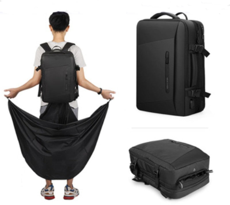 Lisslune | Waterproof Backpack with Multiple Compartments, Independent Digital Layer, Expandable, 180¬∞Open and Built-in Raincoat, for Travel, Camping and More