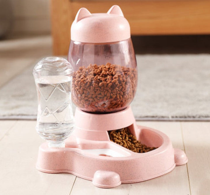 Lisslune | 2-in-1 Automatic Pet Feeder, with Automatic Refill, Large Capacity, Detachable Design and Dust-proof Drinking Spout, For Cats and Dogs