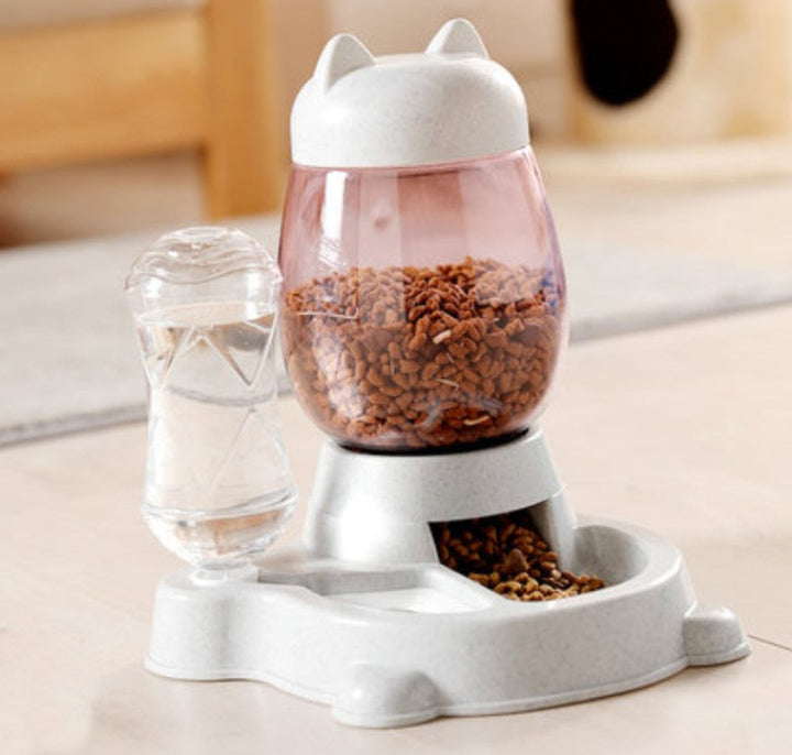 Lisslune | 2-in-1 Automatic Pet Feeder, with Automatic Refill, Large Capacity, Detachable Design and Dust-proof Drinking Spout, For Cats and Dogs