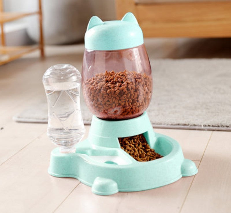 Lisslune | 2-in-1 Automatic Pet Feeder, with Automatic Refill, Large Capacity, Detachable Design and Dust-proof Drinking Spout, For Cats and Dogs