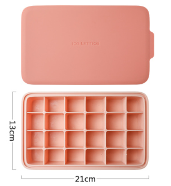 Lisslune | Silicone Ice Mold with 12 Hexagon or 24 Square Cavities, with Food Grade Silicone, Dustproof Lid, Dishwasher Safe and Easy to Demold