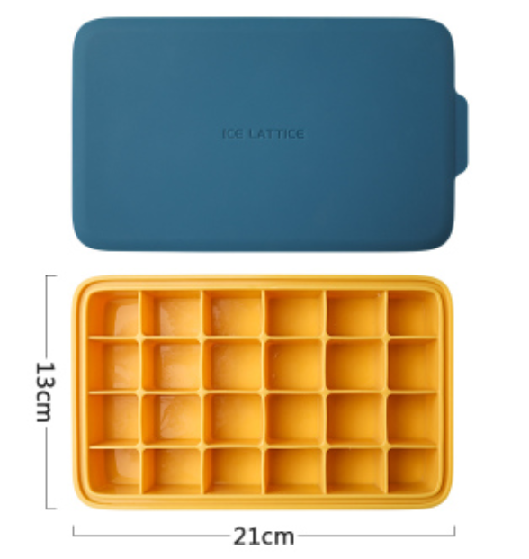 Lisslune | Silicone Ice Mold with 12 Hexagon or 24 Square Cavities, with Food Grade Silicone, Dustproof Lid, Dishwasher Safe and Easy to Demold