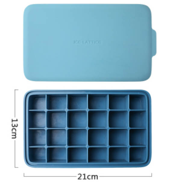 Lisslune | Silicone Ice Mold with 12 Hexagon or 24 Square Cavities, with Food Grade Silicone, Dustproof Lid, Dishwasher Safe and Easy to Demold