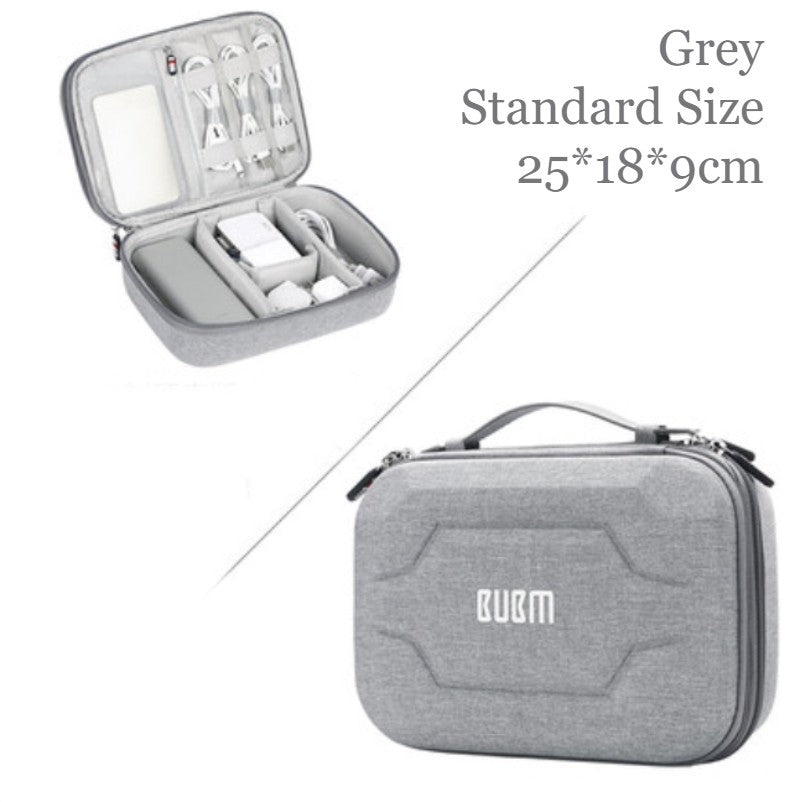 Lisslune | Portable Large-capacity Digital Accessory Storage Bag, with EVA Hard Shell, Waterproof and Shockproof Design, Double Storage and Adjustable Partition, for Cables, Power Bank, Cosmetics and More